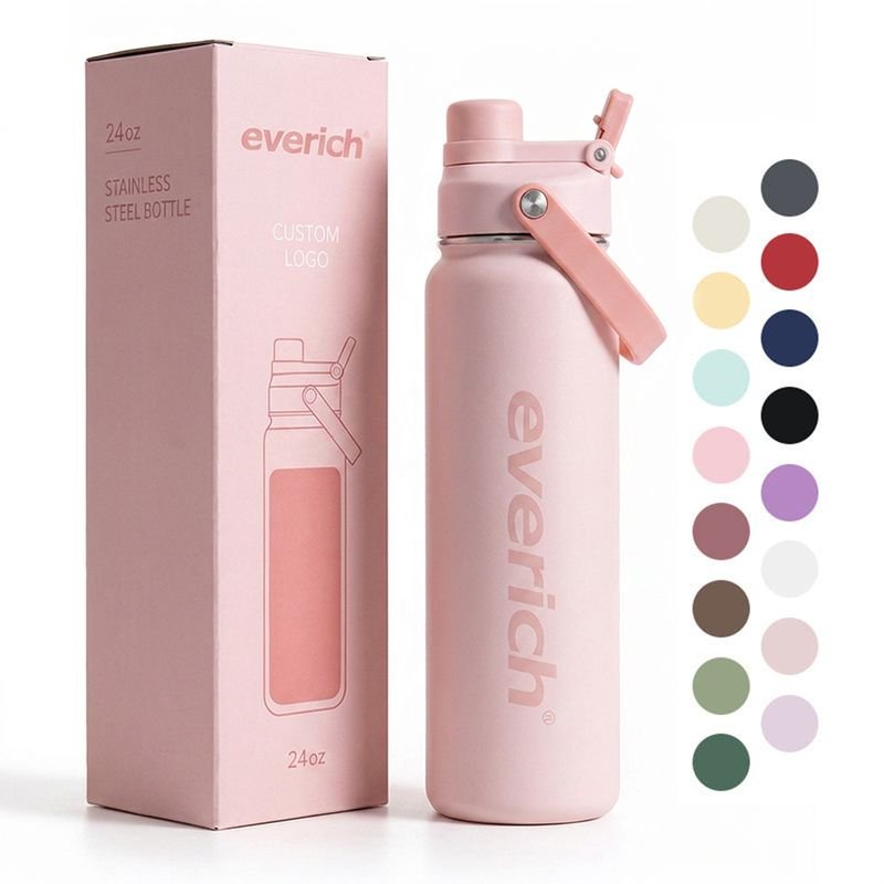 Everich Double Wall BPA Free 24oz 32oz Wide Mouth Water Bottle for Sports Outdoor Travel Reusable Drink Bottle 3