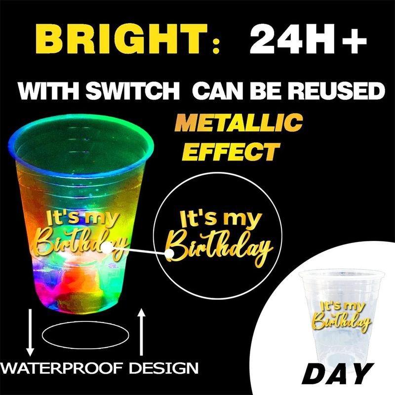 Hot Sale Customizable Logo Glow Party Cups 16 oz Colorful Cup Favors Supplies Neon Flashing Light Cup for Bar Club alternate view