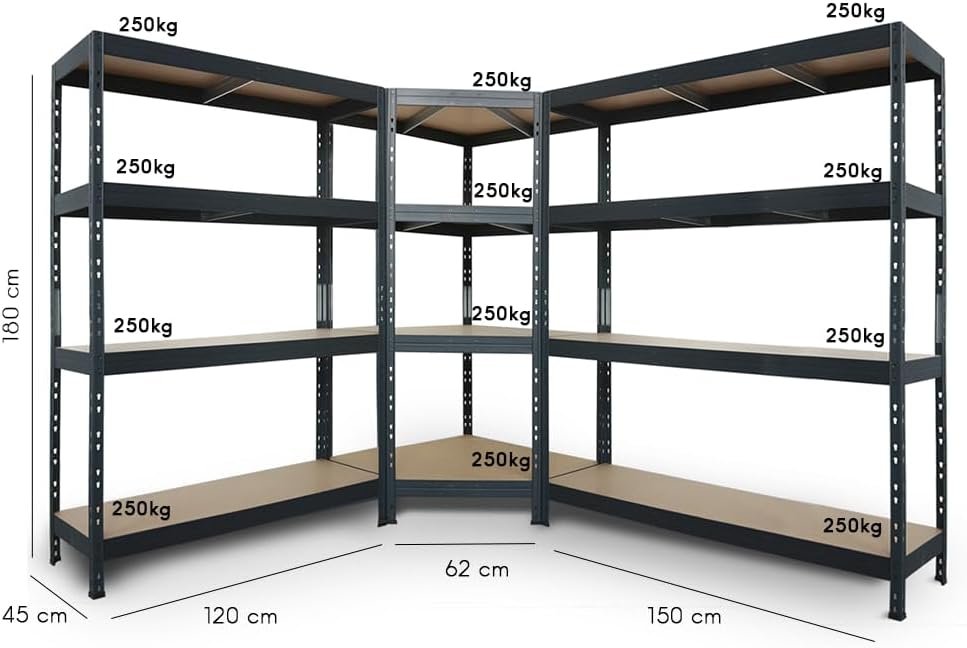 Heavy Duty Adjustable 5-Shelf Steel Boltless Plug-In Warehouse Storage Organizing Unit 4