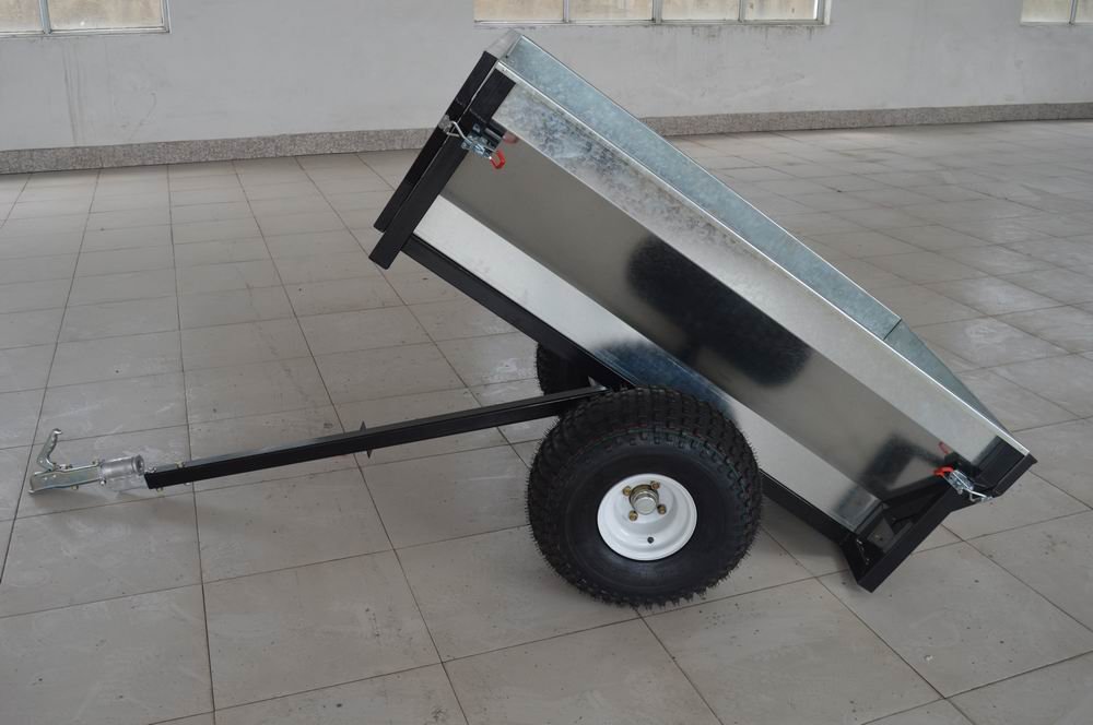Heavy Duty Galvanized Steel Garden Utility Dump Trailer, ATV UTV Tractor Tow Behind Cart with Removable Gates 6