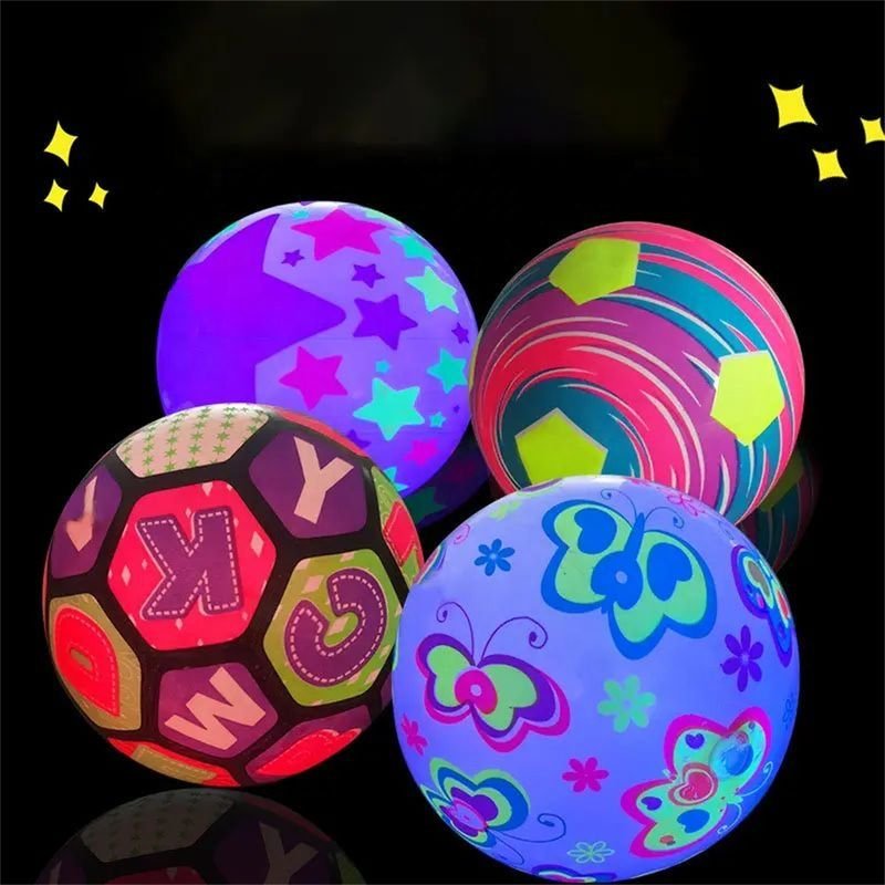Inflatable Cordless Fitness Ball Elastic Luminous Rebound Flash Light up for Children Toy Cheap Flashing Birthday