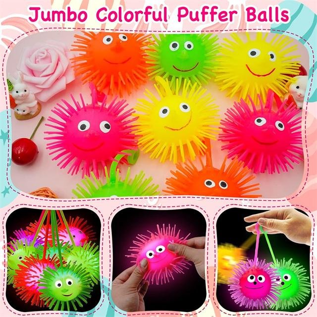 Hot Sale LED Puffer Ball Light up Party Favors for Kids Bulk Sensory Bouncy Ball Goodie Bags Stuffers Prizes Kids 3