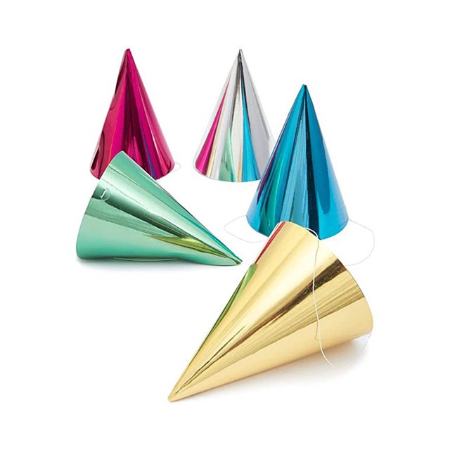 Birthday Party Cone Hats Colorful Paper Hats Metallic Foil Custom Paper Party Hats for Birthday Parties Decorations