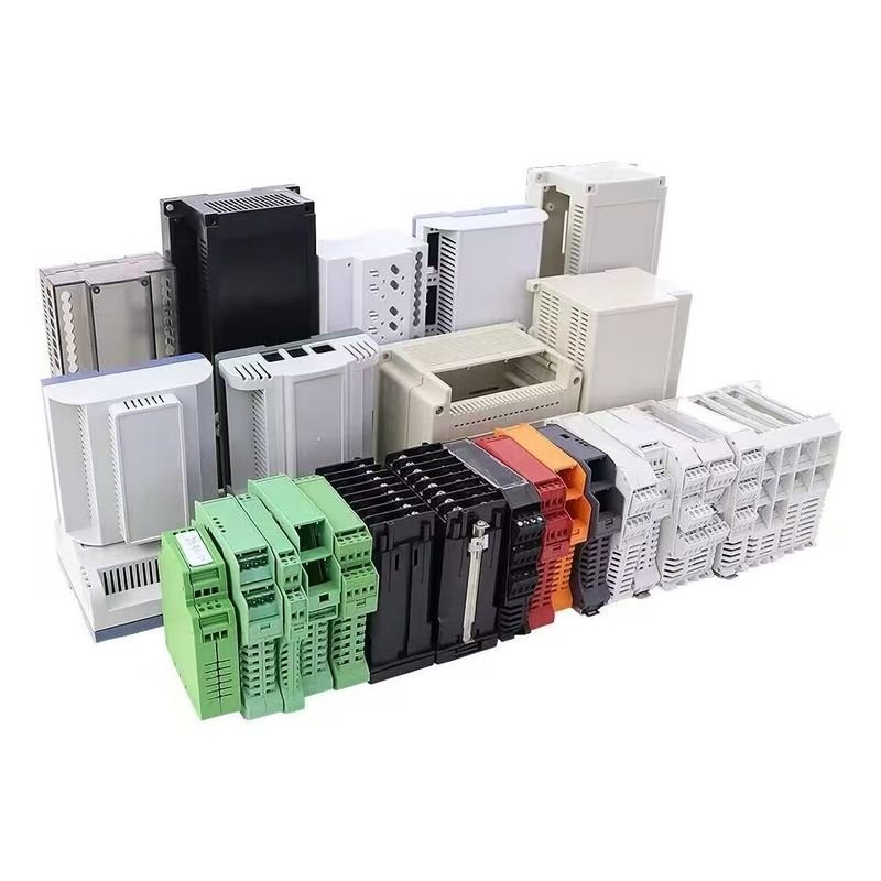 Custom PC Nylon Flame Resistance UL94V0 Terminal Block Case Mount ABS PCB Box Electronic PLC Plastic Din Rail