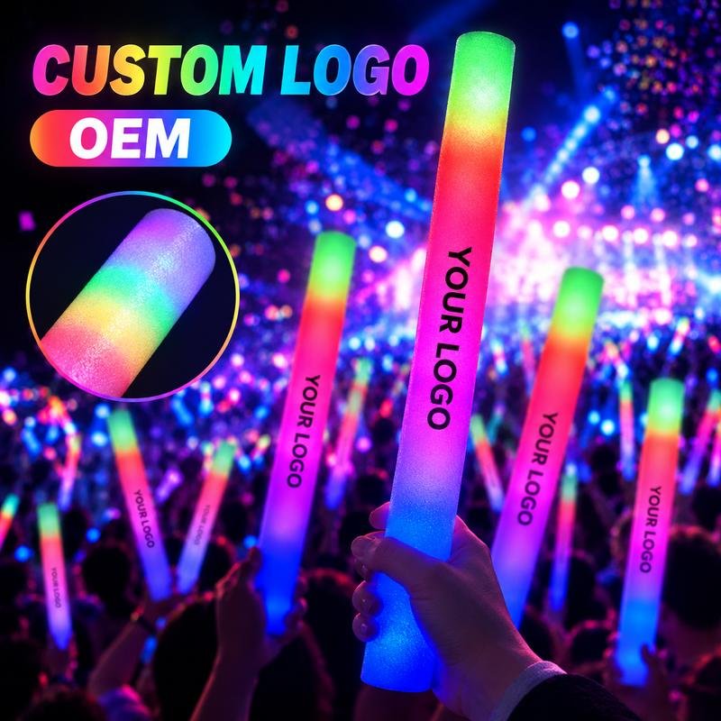Custom Glow Sticks Bulk LED Foam Sticks Customizable Logo OEM Light up Foam Stick for Wedding Birthday Party Favors