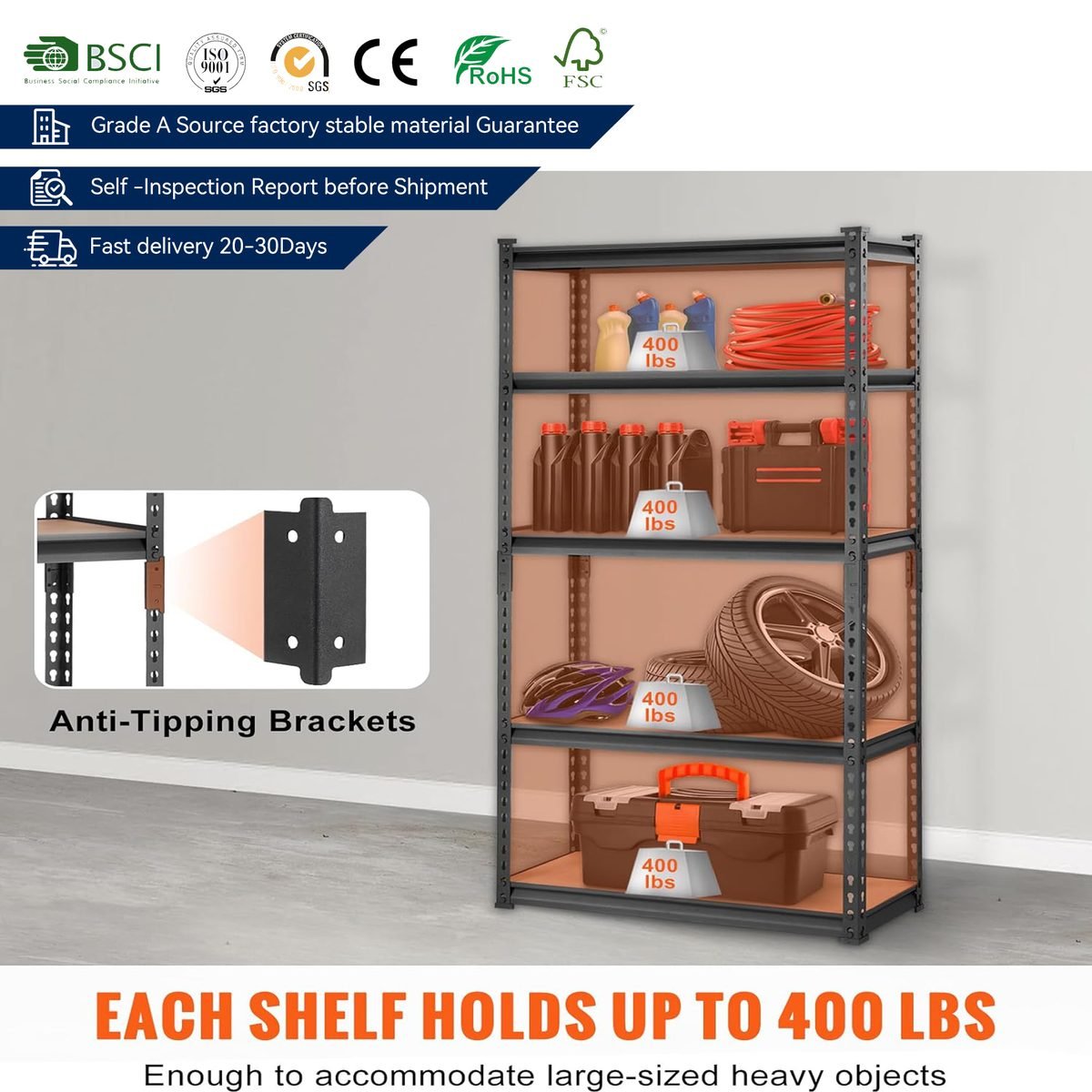 Light Duty Industrial Boltless Adjustable Metal Stacking Racks & Shelves for Warehouse Storage alternate view