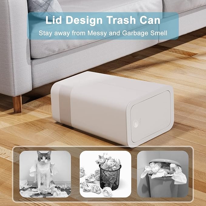 L / 2.6 Gallon Small Trash Can with Lid, Garbage Can with Pop-Up Lid, Waste Basket for Bathroom, Bedroom, Office alternate view