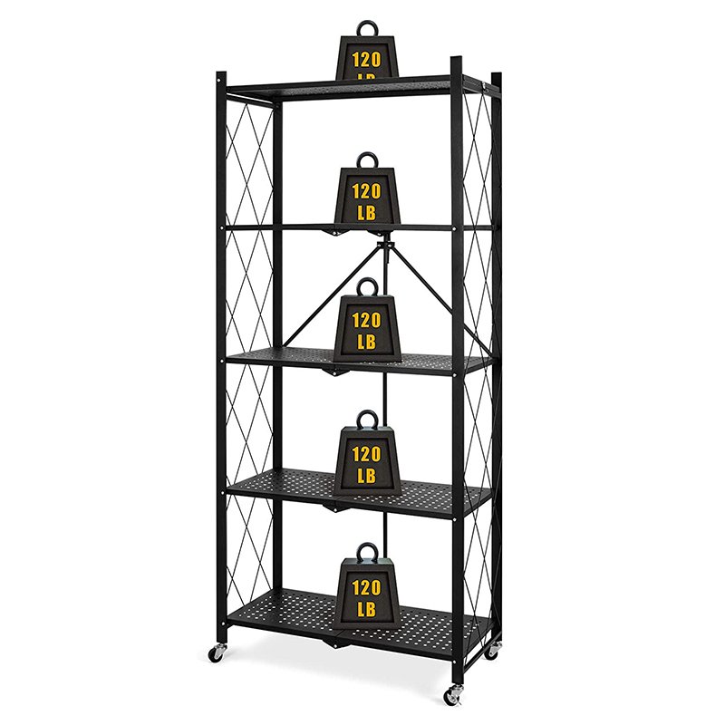 5-Tier Home Folding Shelving Unit, Heavy Duty Metal Storage Shelves