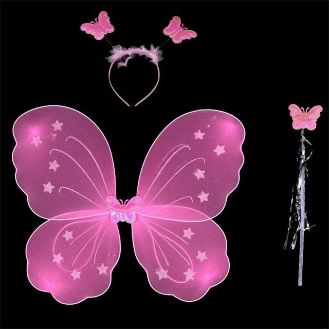 Fairy Dressing up Costume for Girls Butterfly Fairy Wings Magic Wand Headband Costume Set for 3-8 Years 3