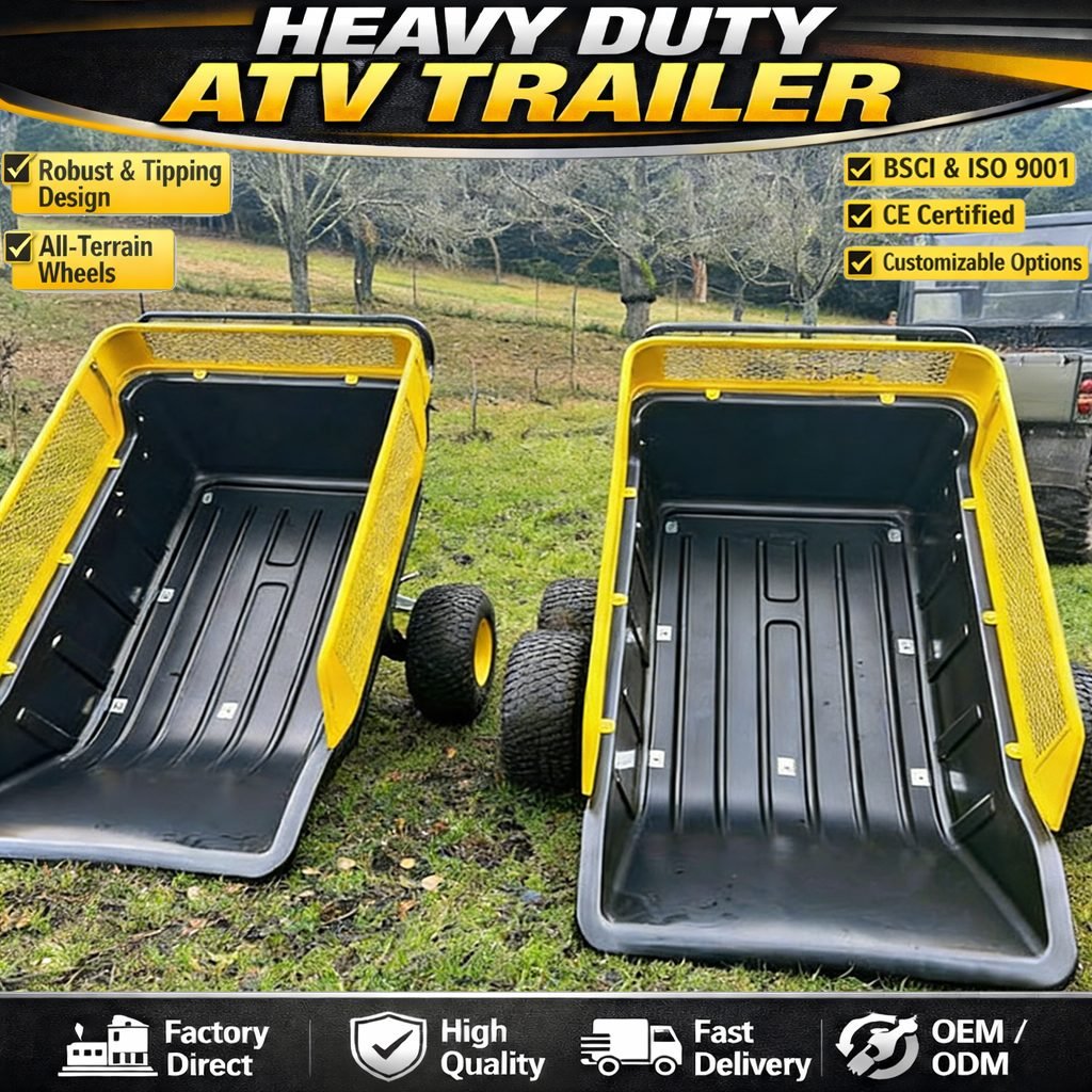 Heavy Duty Mini ATV Trailer, Plastic ATV Timber Trailer 4