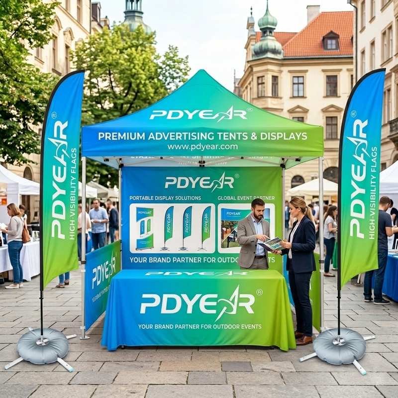 Custom Logo Printing Tent 10x10FT with Business Text Promotional Trading Lightweight Waterproof Canopy Gazebo for alternate view
