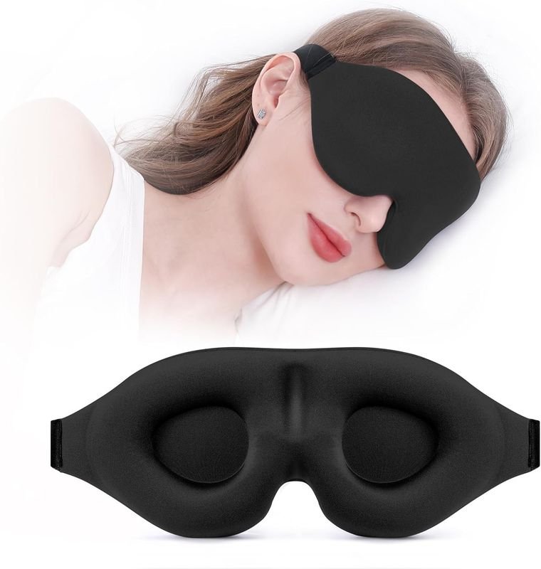 Sleep Eye Mask Black Out Sleeping Night Mask Lightproof 3D Contoured Cup Soft Blindfold Adjustable Gray alternate view