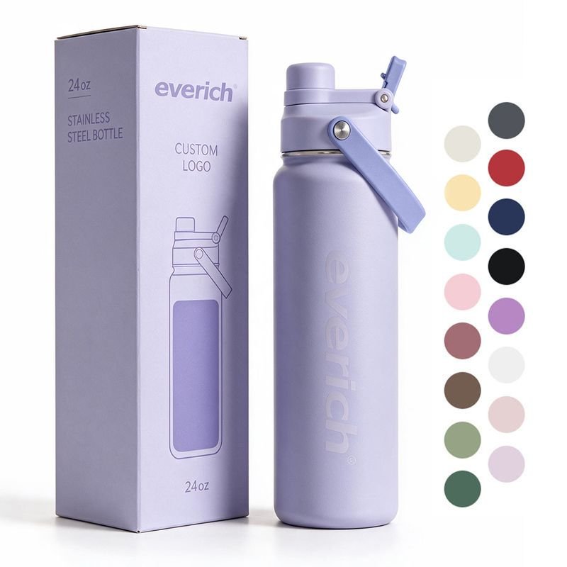 Everich Double Wall BPA Free 24oz 32oz Wide Mouth Water Bottle for Sports Outdoor Travel Reusable Drink Bottle