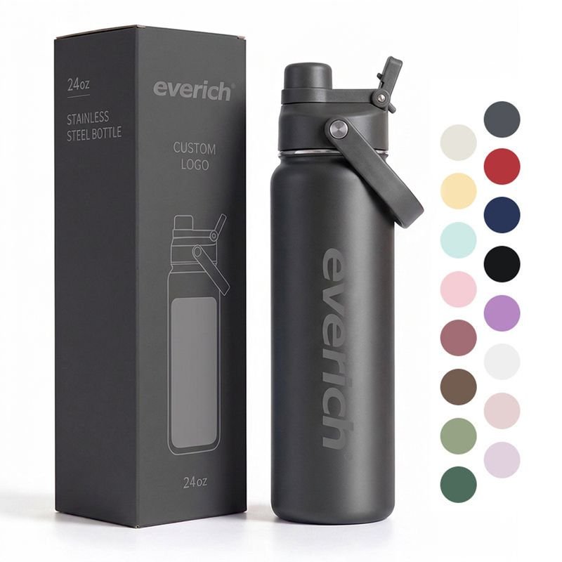 Everich Double Wall BPA Free 24oz 32oz Wide Mouth Water Bottle for Sports Outdoor Travel Reusable Drink Bottle alternate view