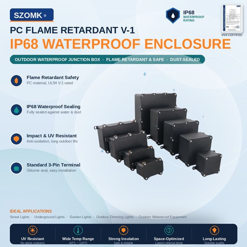 IP68 Certified Enclosure PC Flame Retardant V1 Waterproof Junction Box UV Plastic Project Electrical Box for IoT