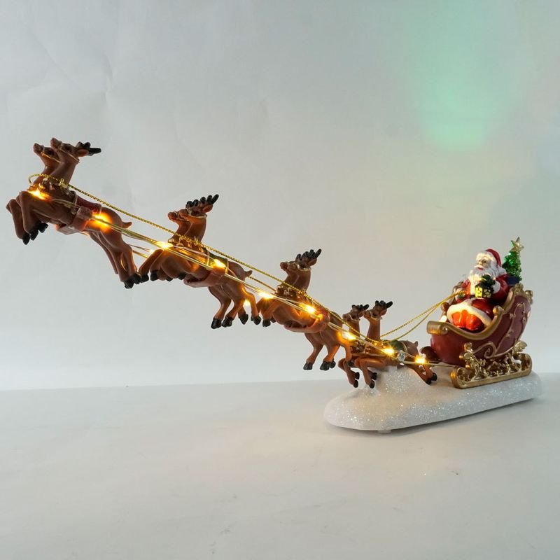 Anyou [In Stock] Handmade Santa Claus Sleigh Scene European Style Illuminated Christmas Decorations Home Ornaments alternate view