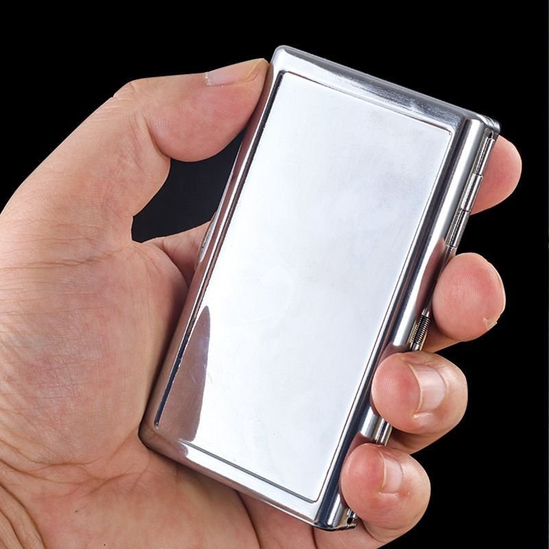 Leather Cigarette Case for Men Portable for Thick Thin Cigarettes Box Metal Protective Case High-grade Business alternate view
