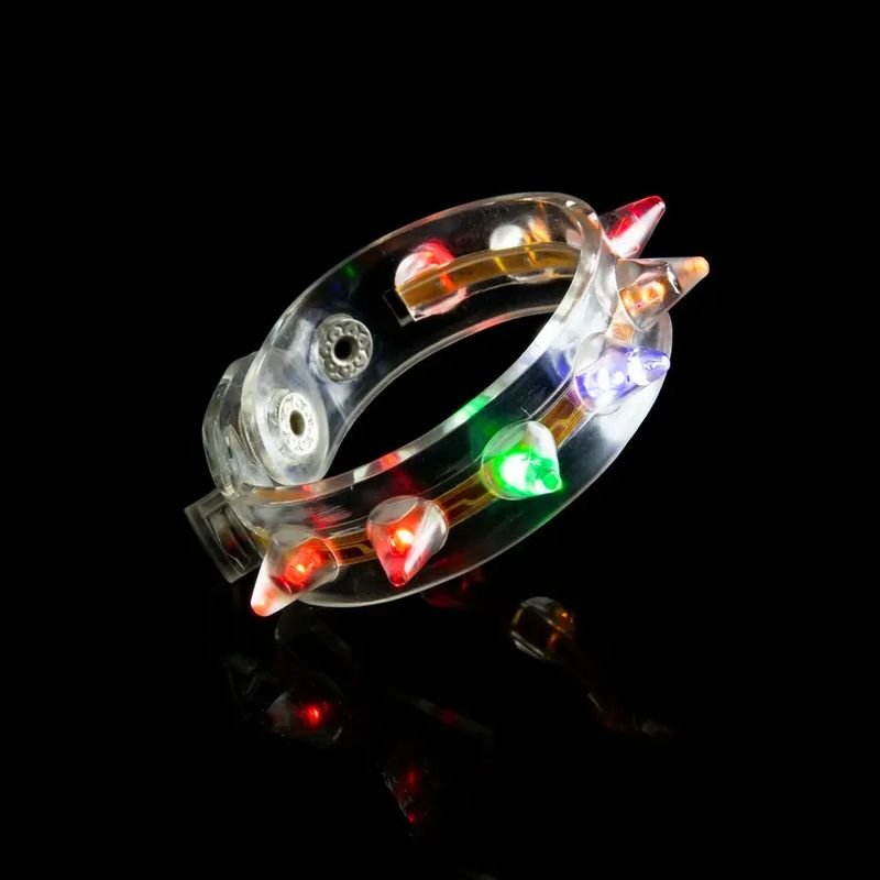 Punk Eight Light LED Flash Rivet Bracelet Neon Party Supplies Factory Price MOQ 100pcs 3