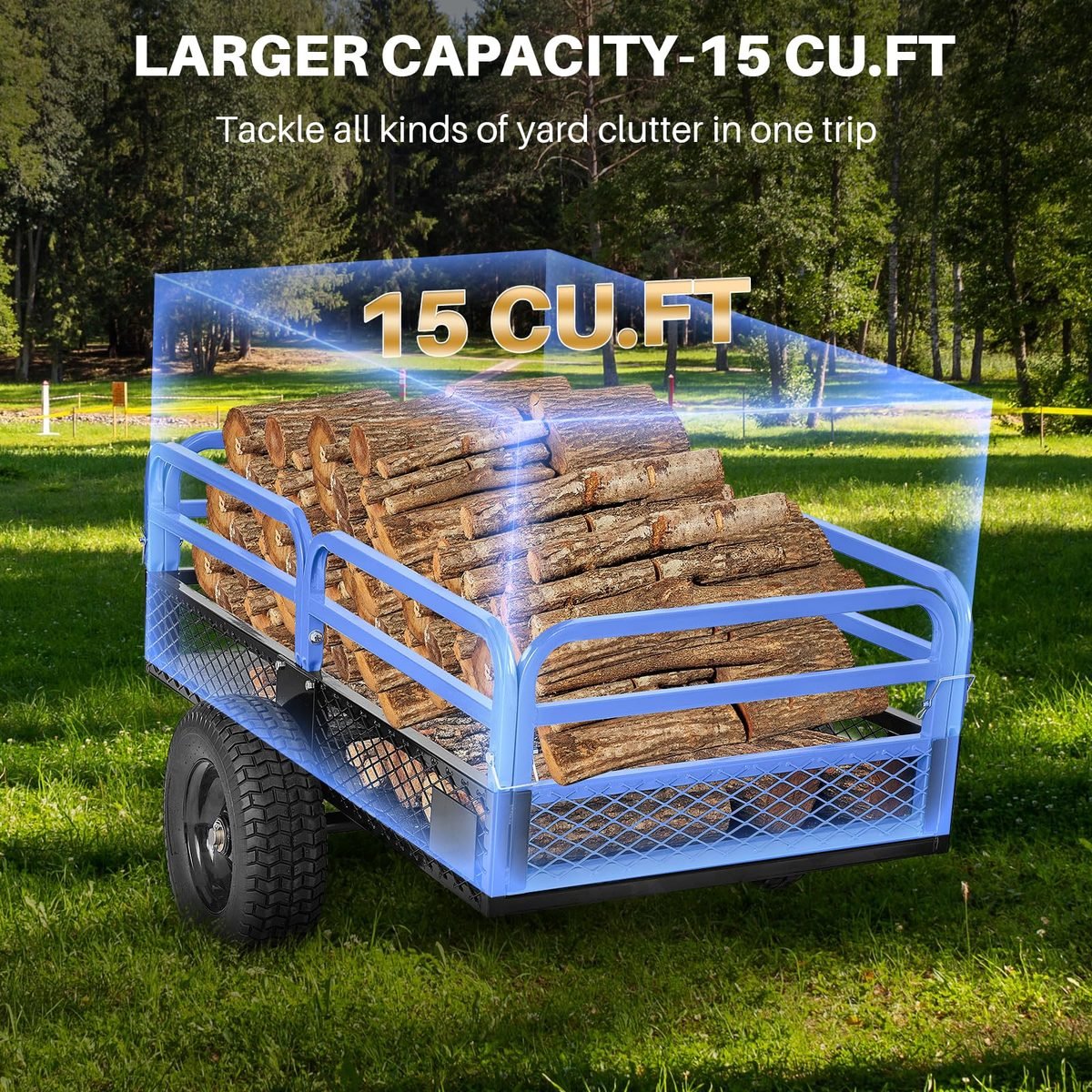 Steel Utility Lawn Cart Trailer, 1500 lbs Load Dump ATV Trailer for Garden 6
