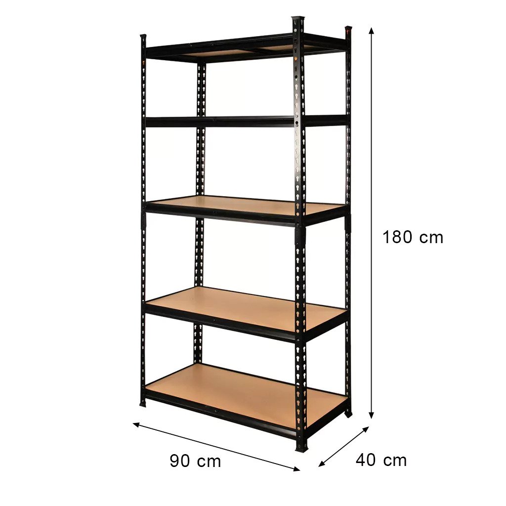 5 Tier Heavy Duty Adjustable Stackable Metal Black Rivet Boltless Shelves