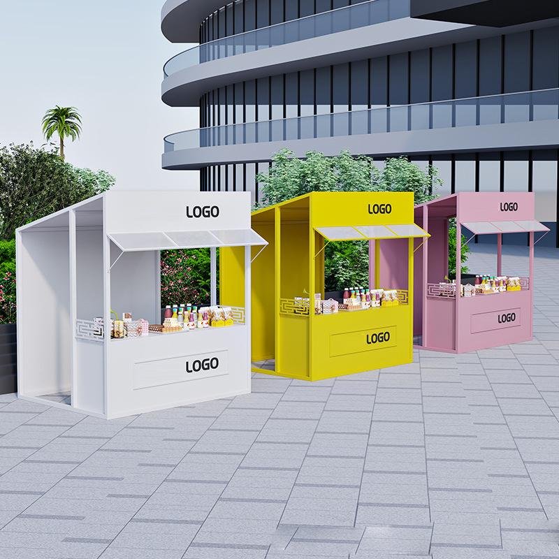 Outdoor Market Stall Display Stand Metal Cart Booths Ground-Level Tables Movable Activity Tents Cultural Utility