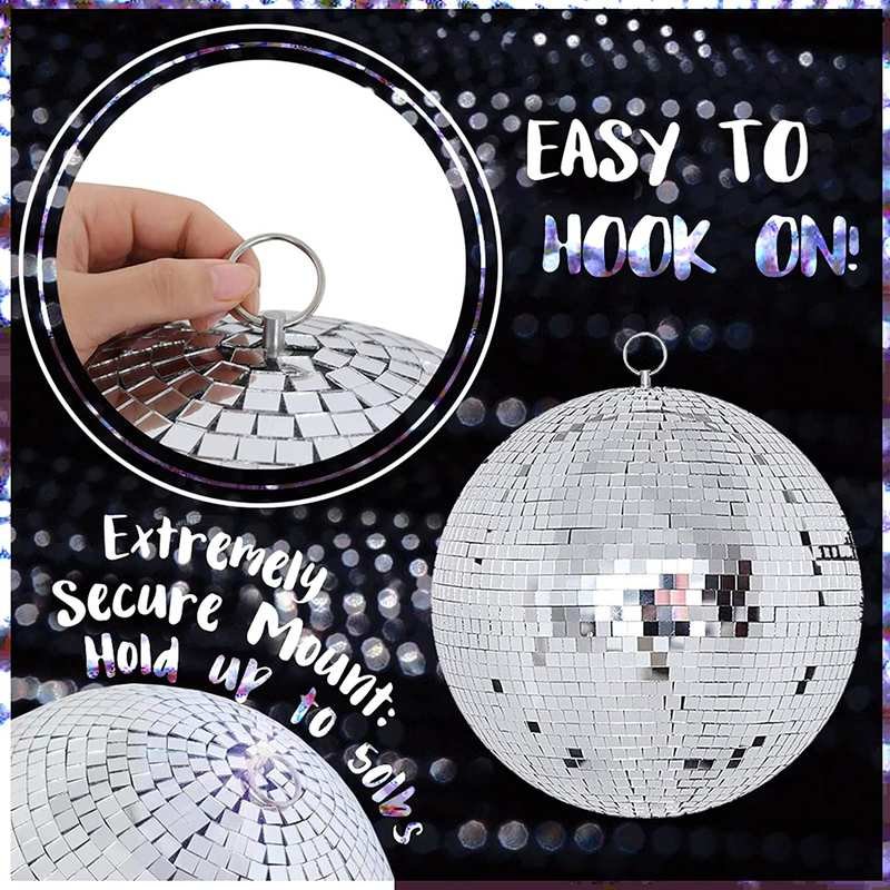 2cm-100cm Hanging Mirror Disco Ball Cool and Fun Hanging Party Disco Ball Silver Glass Disco Balls Christmas Decor 3