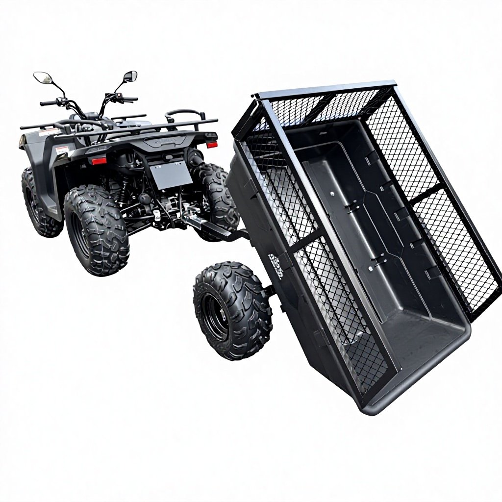 ATV Quad Bike Box Trailer, Garden Yard Dump Cart 4