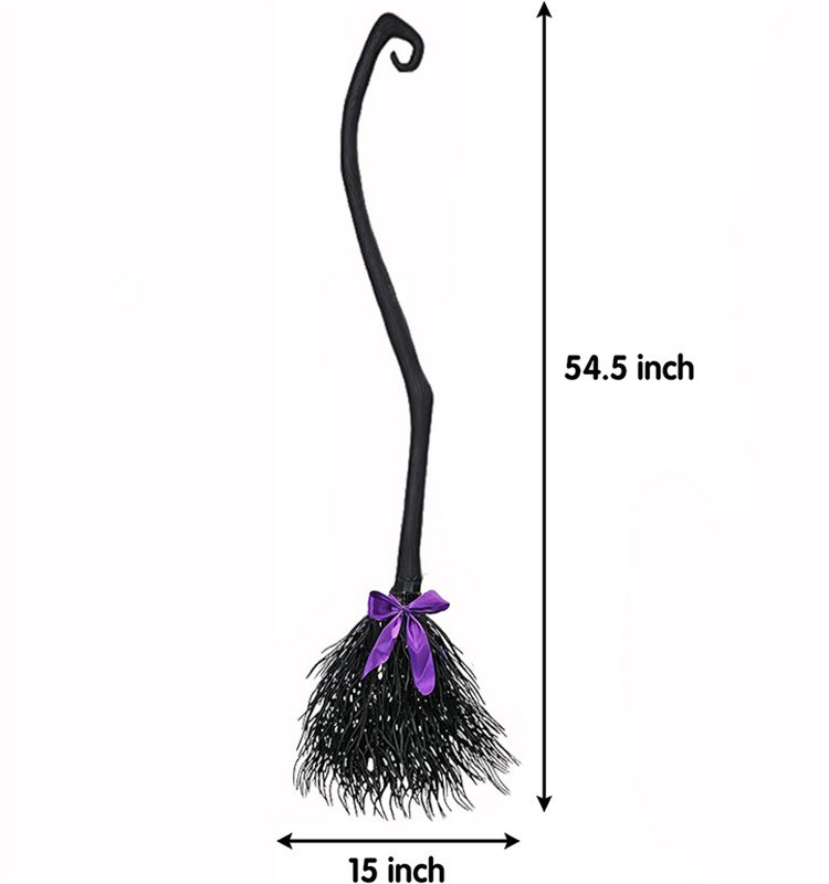 Hot Sale Halloween Witch Broom Costume Party Decorations Plastic Broom Props Cosplay 137x38cm Customizable Minimum alternate view