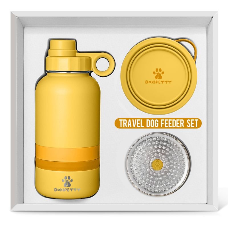 2 in 1 Stainless Steel Outdoor 32oz Pet Water Bottle with Eco Friendly Food Container for Dogs and Cats Travel alternate view