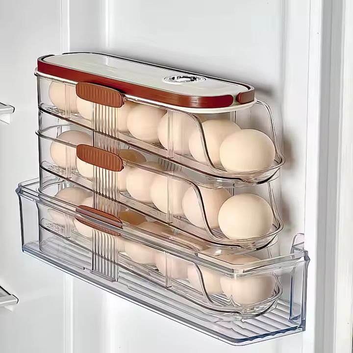 42 Eggs Capacity Self-rolling Egg Holder 3-layer Kitchen Organizers Easy to Reach Eggs Holder alternate view